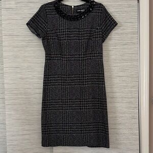 Ann Taylor Black and Gray Plaid Mini Dress